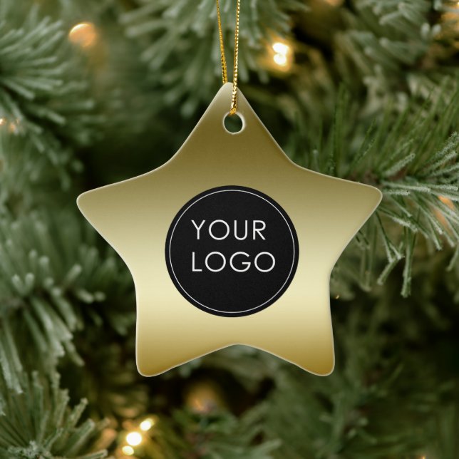 Faux Gold Business Company Logo Star Ceramic Ornament (Tree)