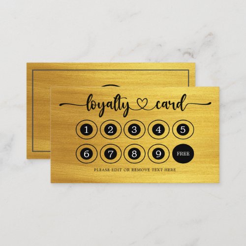 Faux Gold Business Logo Store Salon Coffee Shop Loyalty Card