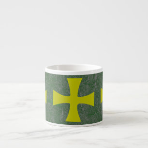 Faux Gold Byzantine Cross on Mossy Green Espresso Cup