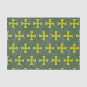 Faux Gold Byzantine Cross on Mossy Green Tissue Paper