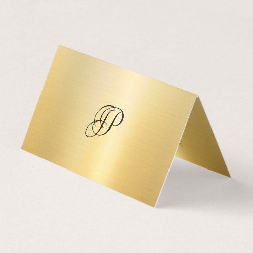 Faux Gold Calligraphed Script Monogrammed Modern Business Card