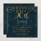 Faux Gold Calligraphy 50th Anniversary Invitation (Front/Back)