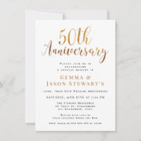 Faux Gold Calligraphy 50th Wedding Anniversary