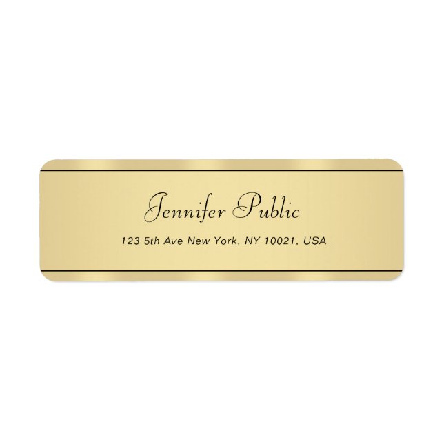 Faux Gold Calligraphy Elegant Modern Hand Script Label (Front)