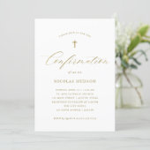 Faux Gold Calligraphy Gender Neutral Confirmation Invitation | Zazzle