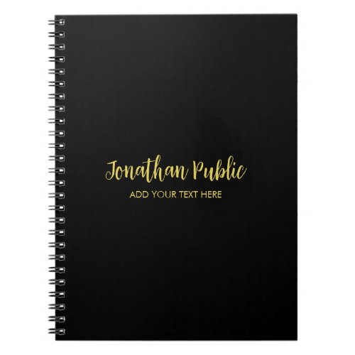 Faux Gold Calligraphy Script Name Text Template Notebook