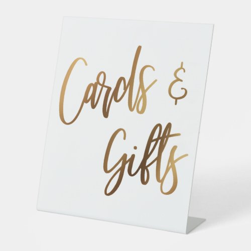 Faux Gold Casual Handwriting Cards  Gifts Pedestal Sign