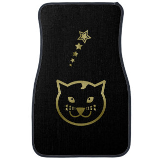 Faux Gold Cat Face - Custom Background Color Car Floor Mat