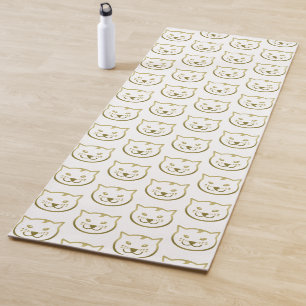 Faux Gold Cat Face - Custom Background Color Yoga Mat