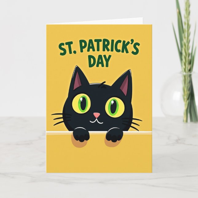 Faux Gold Cat St Patricks Card (Front)