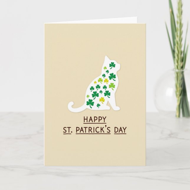 Faux Gold Cat St Patricks Day Card (Front)