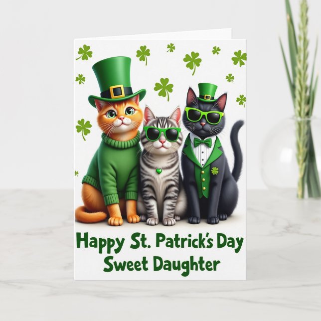 Faux Gold Cats Patrick Day Card (Front)
