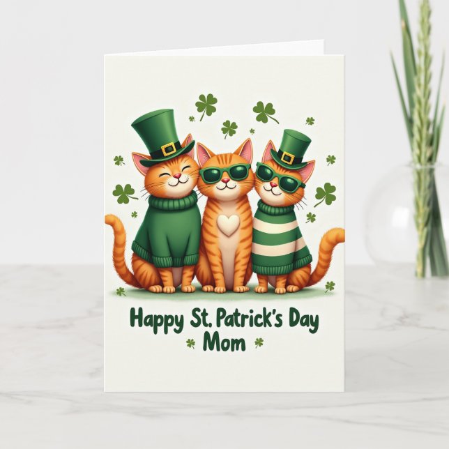 Faux Gold Cats St Patricks Card (Front)