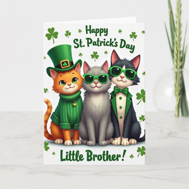 Faux Gold Cats St Patricks Day Card (Front)