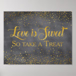 Faux Gold Chalkboard Confetti Wedding Dessert Sign at Zazzle