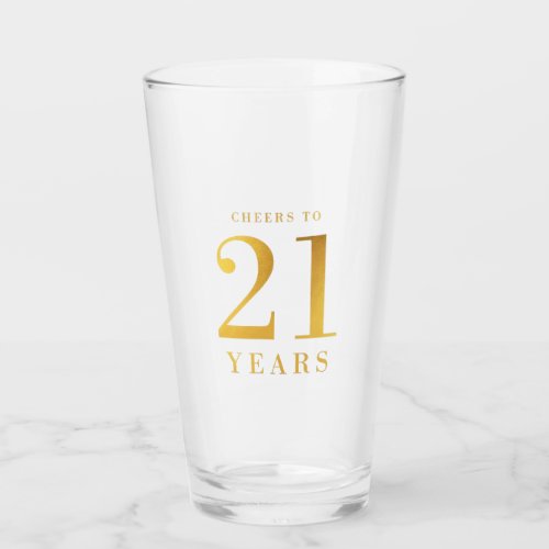 Faux Gold Cheers to 21 Years Birthday Glass