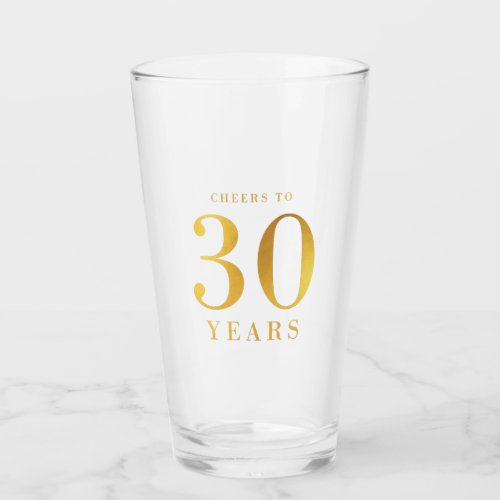 Faux Gold Cheers to 30 Years Birthday Glass