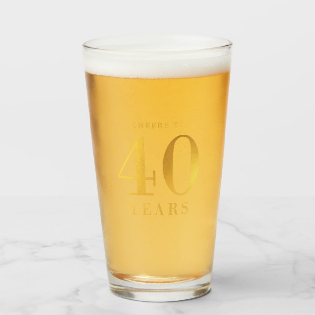 Faux Gold Cheers to 40 Years Birthday Glass | Zazzle