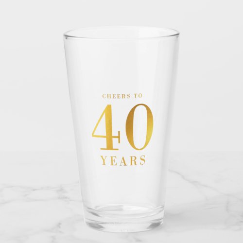 Faux Gold Cheers to 40 Years Birthday Glass