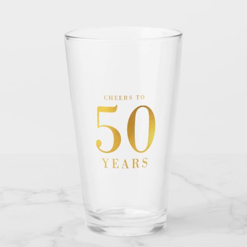 Faux Gold Cheers to 50 Years Birthday Glass