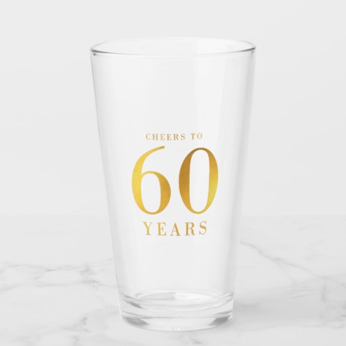 Faux Gold Cheers to 60 Years Birthday Glass