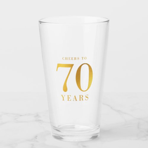 Faux Gold Cheers to 70 Years Birthday Glass