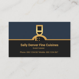 Faux Gold Chef Border Column Restaurant Caterer Business Card