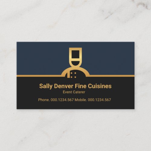 Faux Gold Chef Border Column Restaurant Caterer Business Card