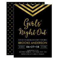 Faux Gold Chevron Bachelorette Girls' Night Out Card