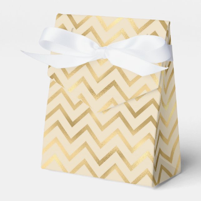 Faux Gold Chevron Pattern Favor Boxes (Front Side)