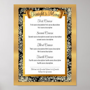 Faux gold Christmas dinner party catering menu Poster