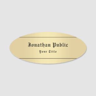 Faux Gold Classic Look Personalized Template Name Tag