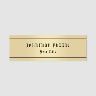 Faux Gold Classic Nostalgic Look Old Style Text Name Tag