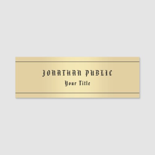 Faux Gold Classic Nostalgic Look Old Style Text Name Tag