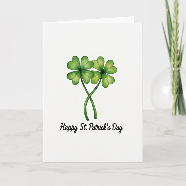 Faux Gold Clover Happy Day Card (Front)
