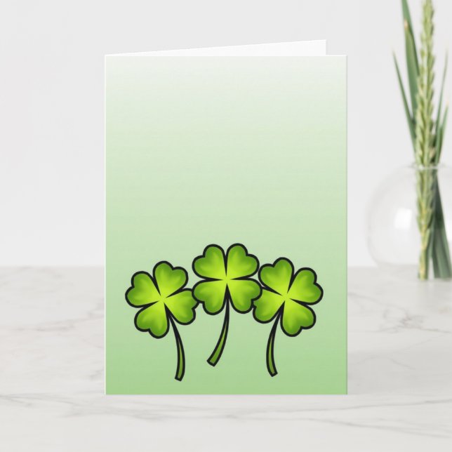 Faux Gold Clovers Luck Card (Front)