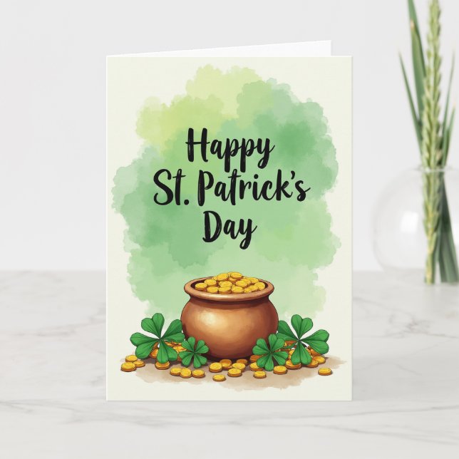 Faux Gold Coins Happy St Patricks Card (Front)