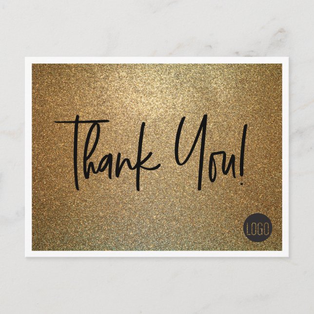 Faux Gold Company Logo Custom Thank You Postcard (Front)