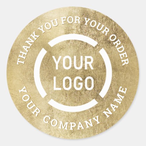Faux gold company logo thank you stickers