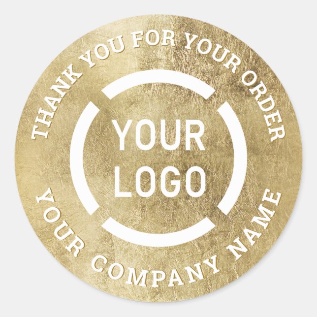 Faux gold company logo thank you stickers (Front)