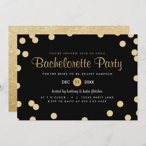 Faux Gold Confetti Bachelorette Party Invite