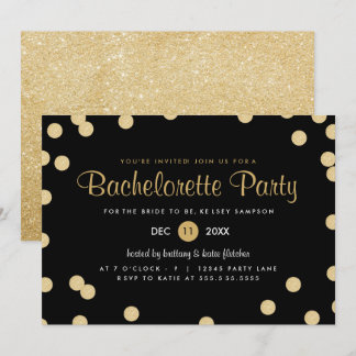 Faux Gold Confetti Bachelorette Party Invite