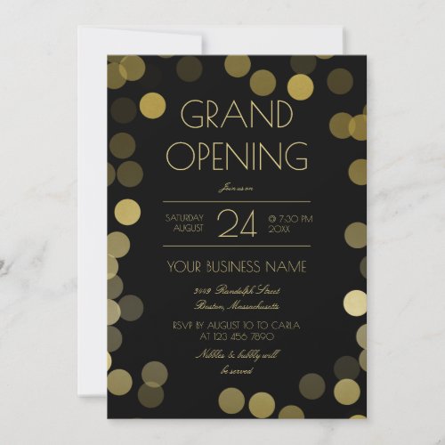 Faux Gold Confetti Business Grand Opening Invitation