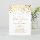 Faux Gold Confetti Dots Baby Shower Invitation (Standing Front)