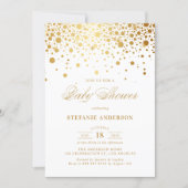 Faux Gold Confetti Dots Baby Shower Invitation (Front)