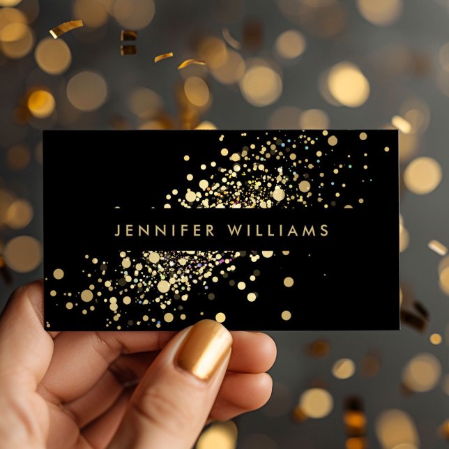 Faux Gold Confetti Dots Event Planner, Stylist Business Card (Creator Uploaded)