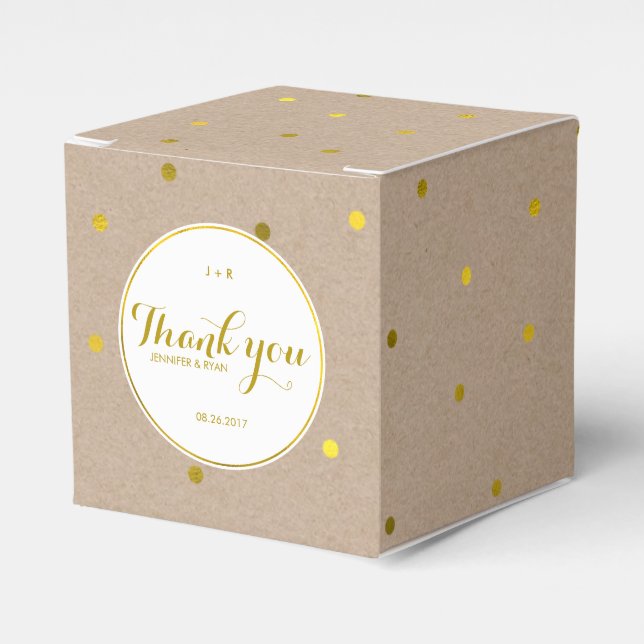 Faux Gold Confetti Dots Favor Boxes (Front Side)