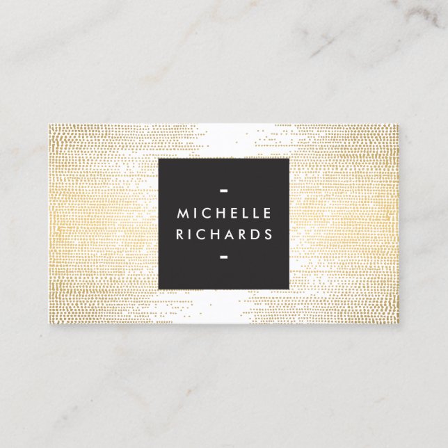 Faux Gold Confetti Dots Pattern Modern Business Card (Front)