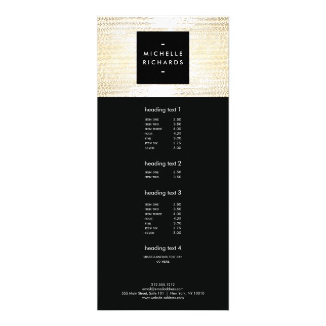 Faux Gold Confetti Dots Pattern Modern Rack Card (Front)