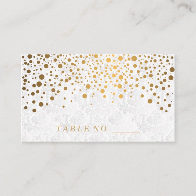 Faux Gold Confetti Dots Place Cards (Front)